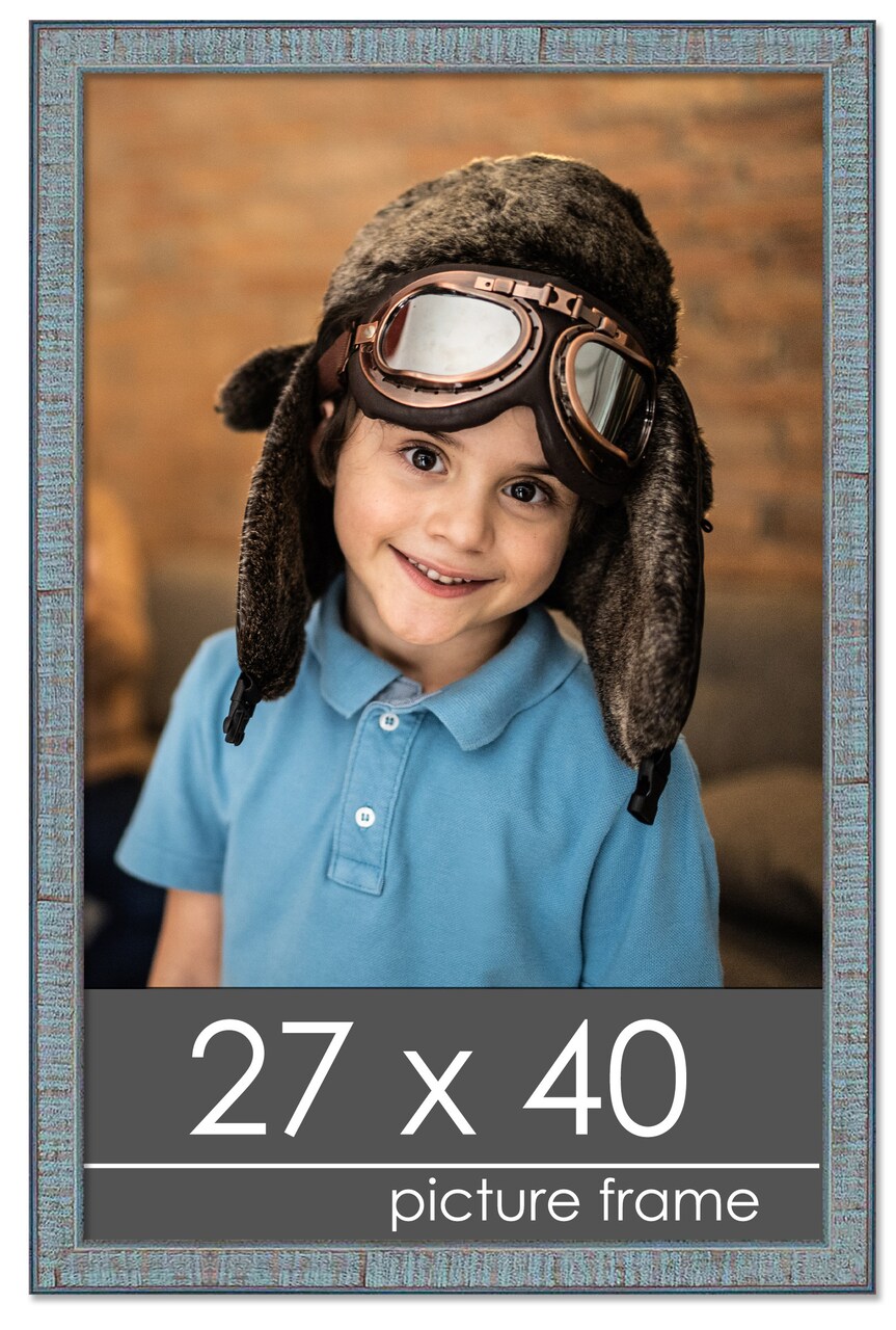 Textured Blue Picture Frame - UV Acrylic, Foam Board Backing, Hanging Hardware